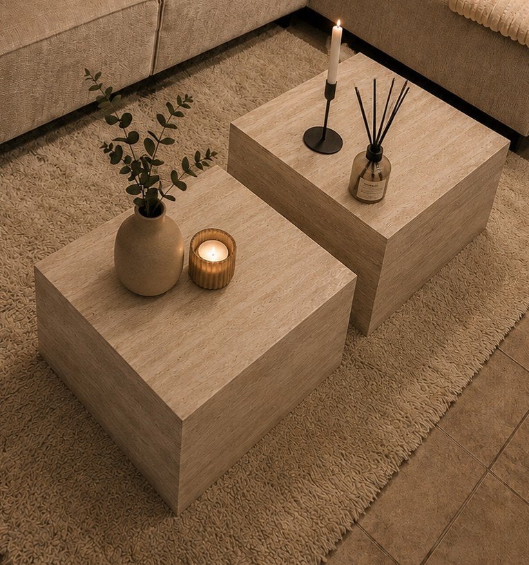 Mooie salontafel beige 2 stuks, 100 tot 150 cm, Zo goed als nieuw, Rechthoekig, 50 tot 100 cm