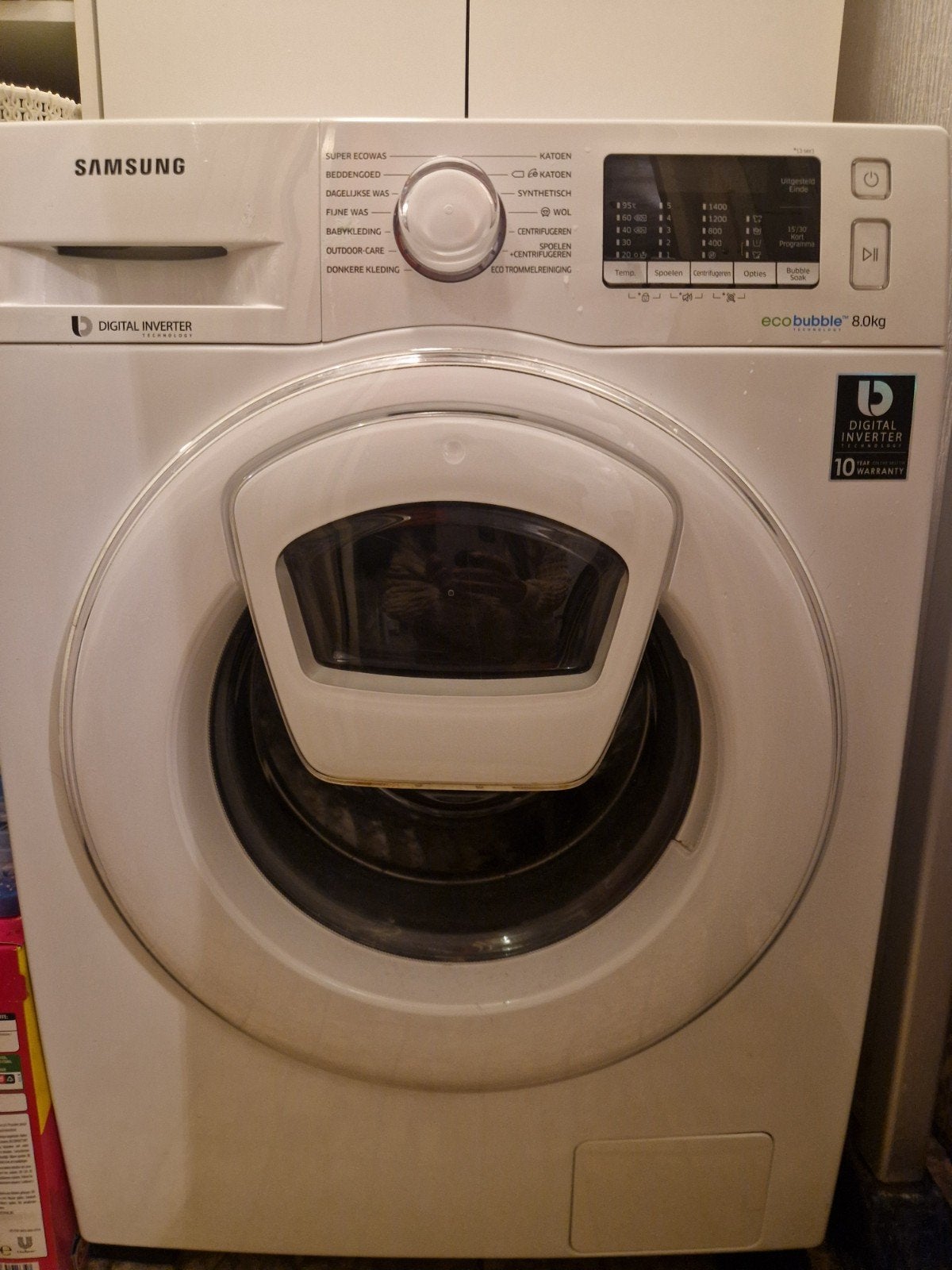 Samsung EcoBubble 8 kg wasmachine – 1400 toeren – Digital In, Ophalen, Kort programma, 85 tot 90 cm, 1200 tot 1600 toeren