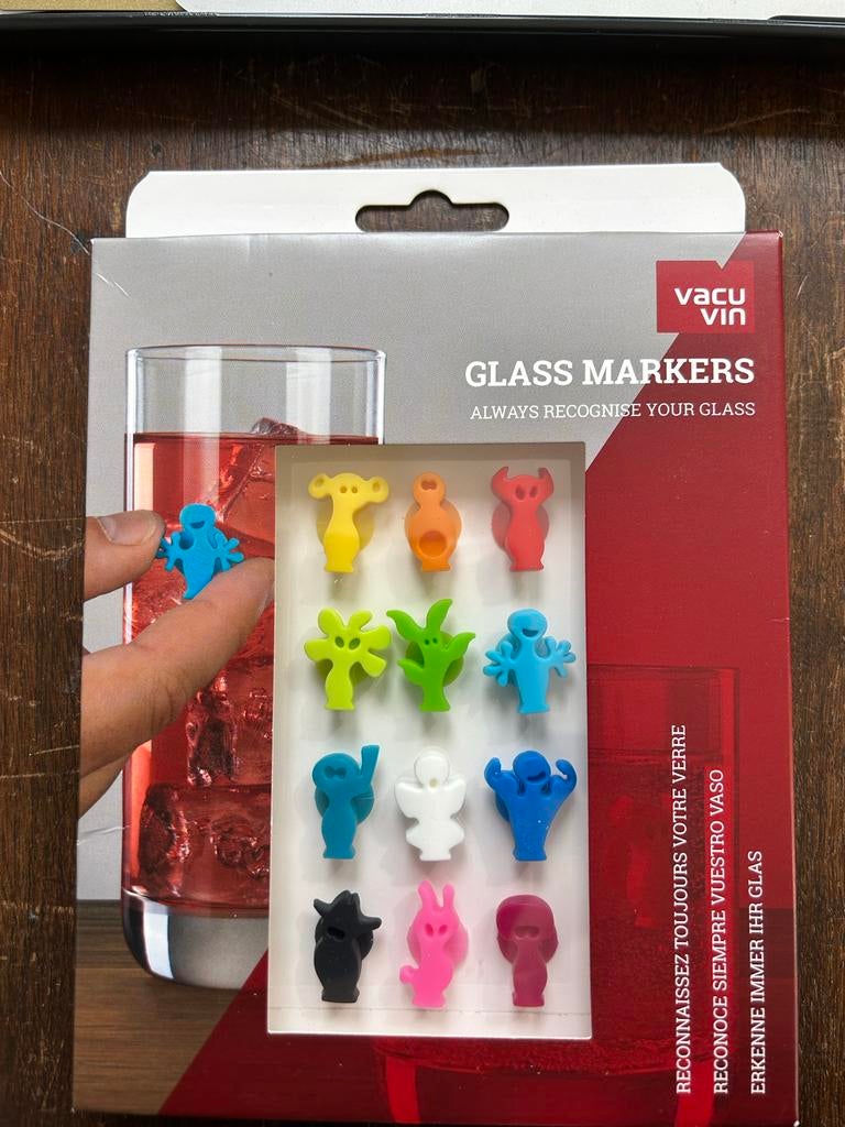 Vacu Vin Glass Markers- Herken je glas altijd!, Overige typen, Nieuw, Ophalen of Verzenden, Meerkleurig