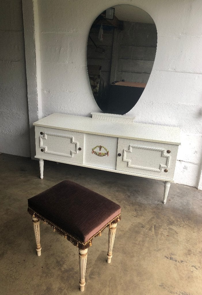 Vintage kapster / dressoir met krukje, vintage design, 100 tot 150 cm, Ophalen of Verzenden, Zo goed als nieuw, 150 tot 200 cm