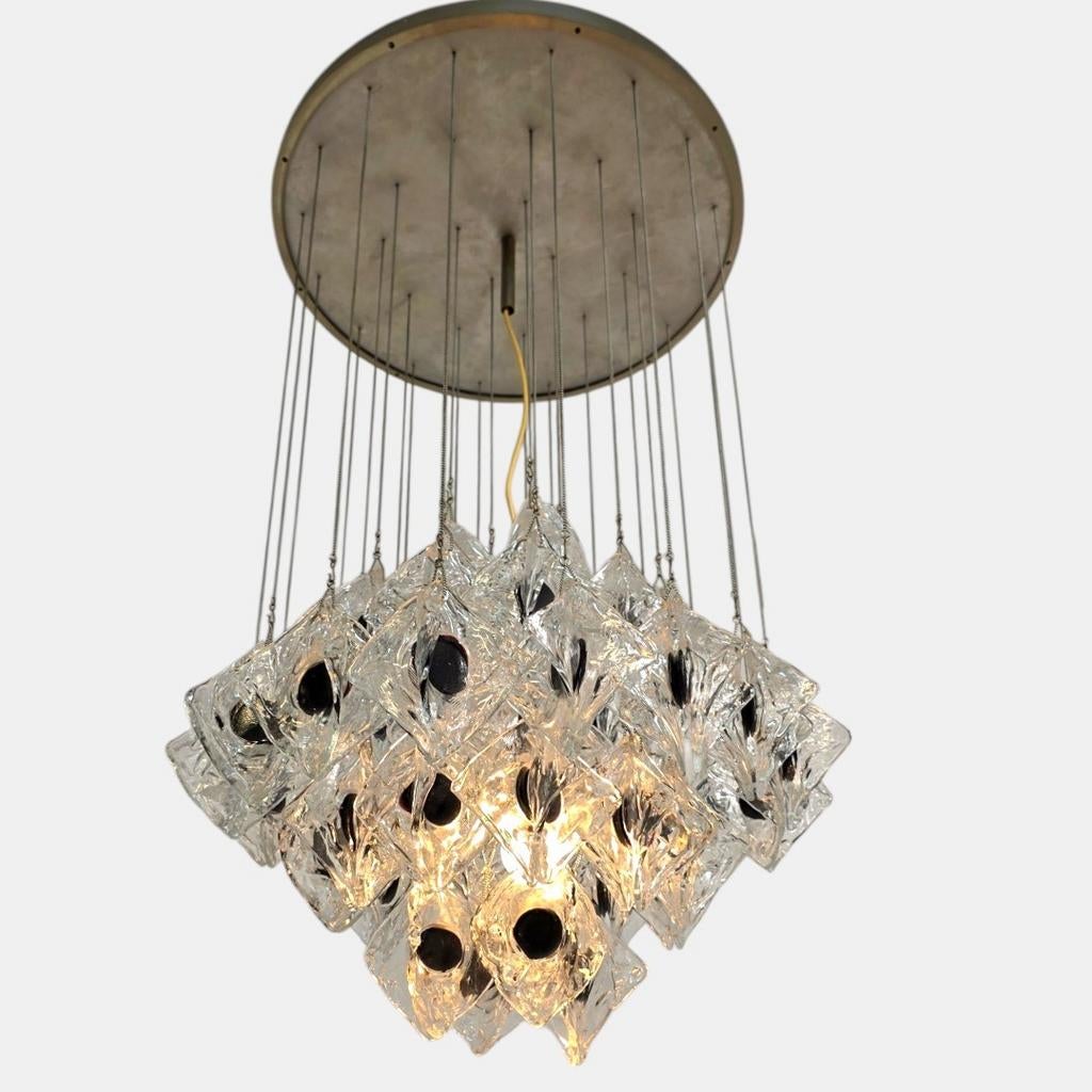 Mazzega xl kroonluchter murano 48 hangers jaren 60 vintage, Ophalen, Zo goed als nieuw, Glas