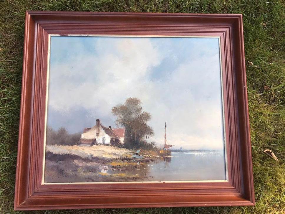 Schilderij H. Van Dongen olieverfpaneel, Antiek en Kunst, Kunst | Schilderijen | Klassiek, Ophalen
