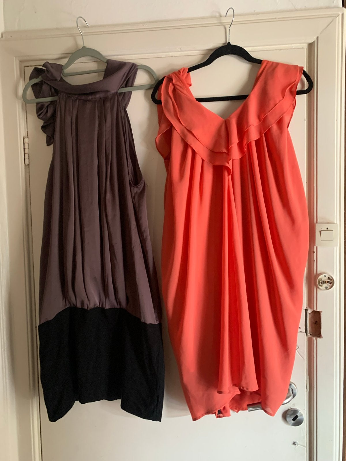 Set van 2 zomerjurken: paars/zwart en koraalrood, maat 44/XL, Kleding | Dames, Paars, Maat 46/48 (XL) of groter, Ophalen of Verzenden