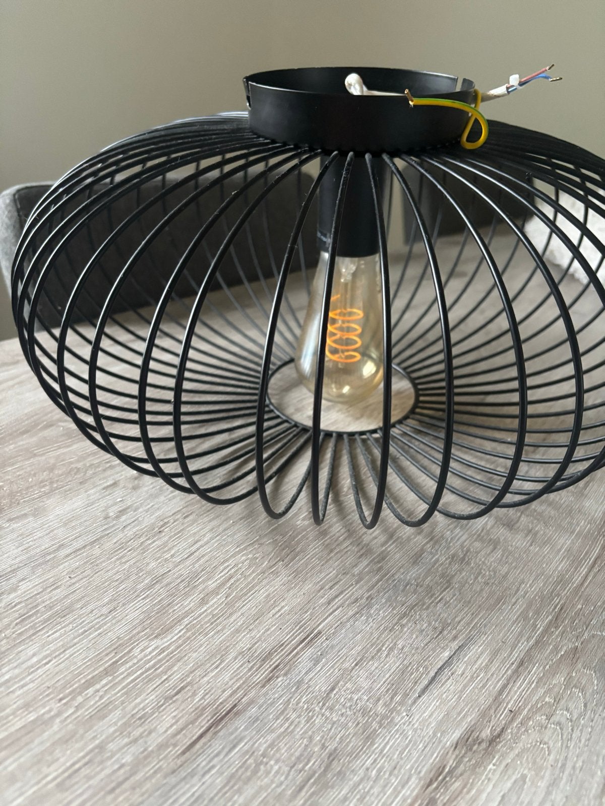 Zwarte draadkooi plafondlamp - Gamma Nikki E27, Inclusief lichtbron, Modern, Zwart, Zo goed als nieuw