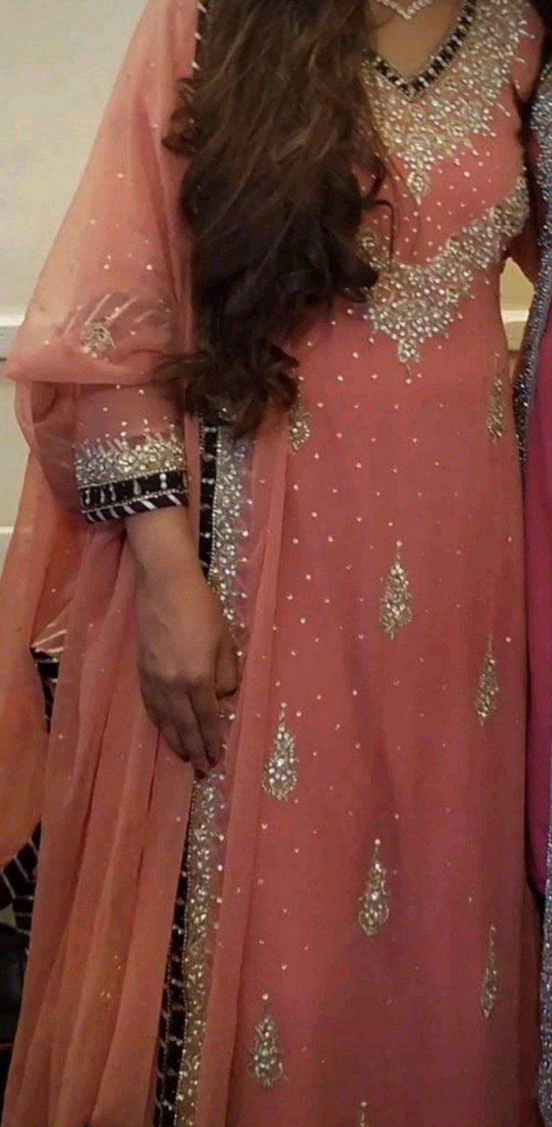 Anarkali lehenga stijl bewerkt maat S / M, Ophalen of Verzenden, Zo goed als nieuw, Roze