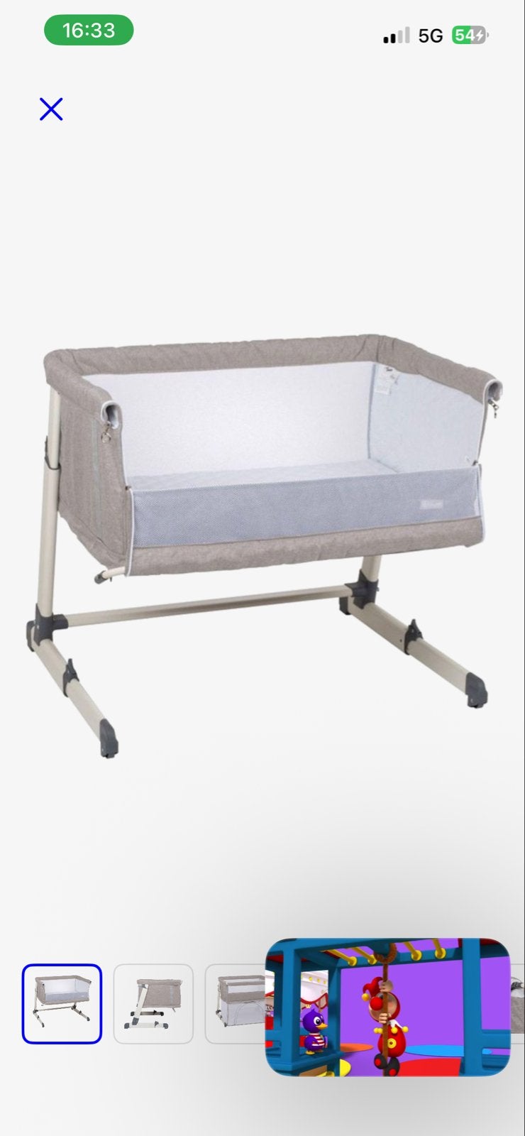 Co-sleeper/Wieg - Grijs, verstelbaar en inklapbaar, Kinderen en Baby's, Babywiegjes en Ledikanten, Ophalen, Zo goed als nieuw