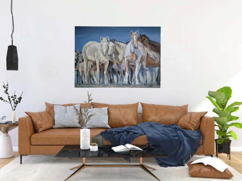 Schilderij wilde mustangs, Ophalen of Verzenden