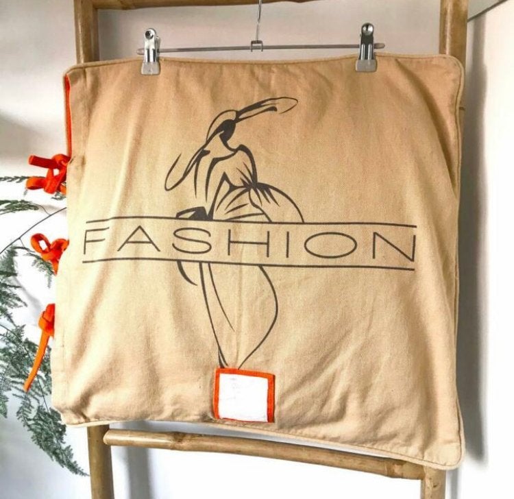 Riviera Maison Sierkussen Fashion - Beige/Oranje, Meerkleurig, Riviera Maison, Vierkant, Ophalen of Verzenden