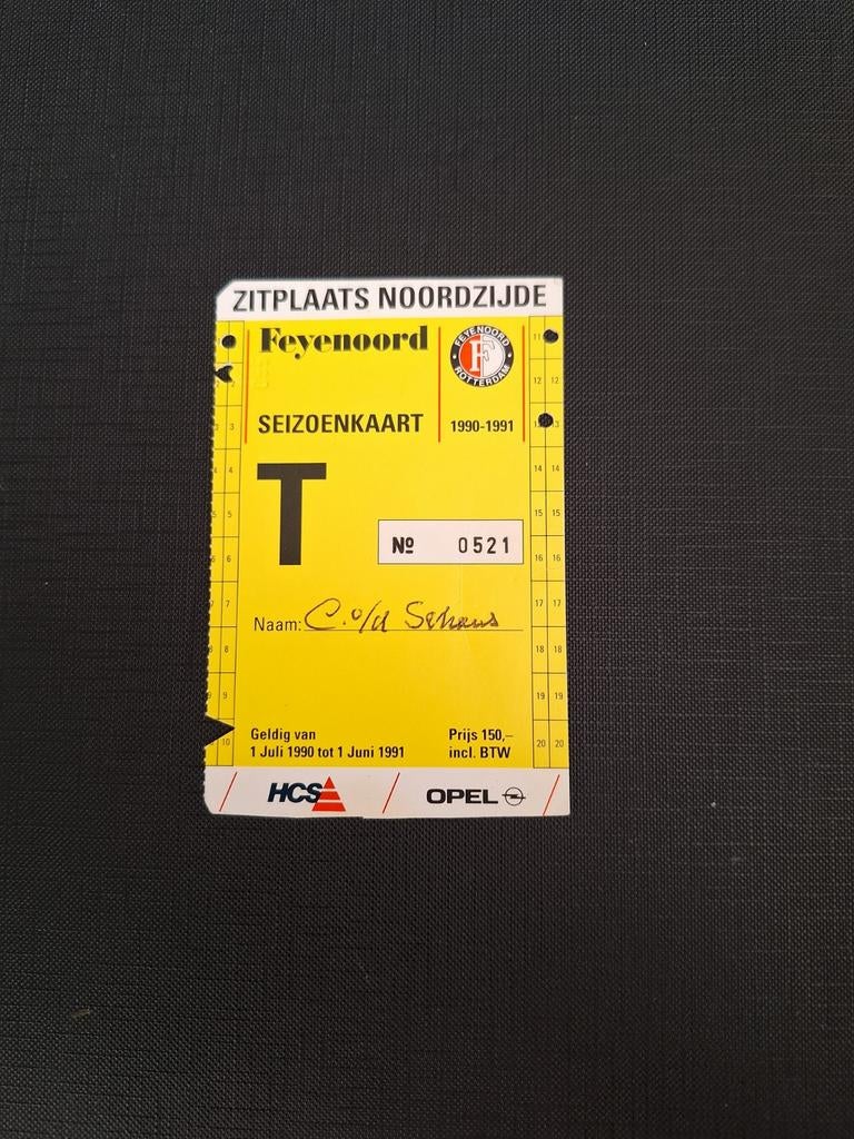 Seizoenskaart 1990-91 Feyenoord., Verzenden, Zo goed als nieuw, Feyenoord