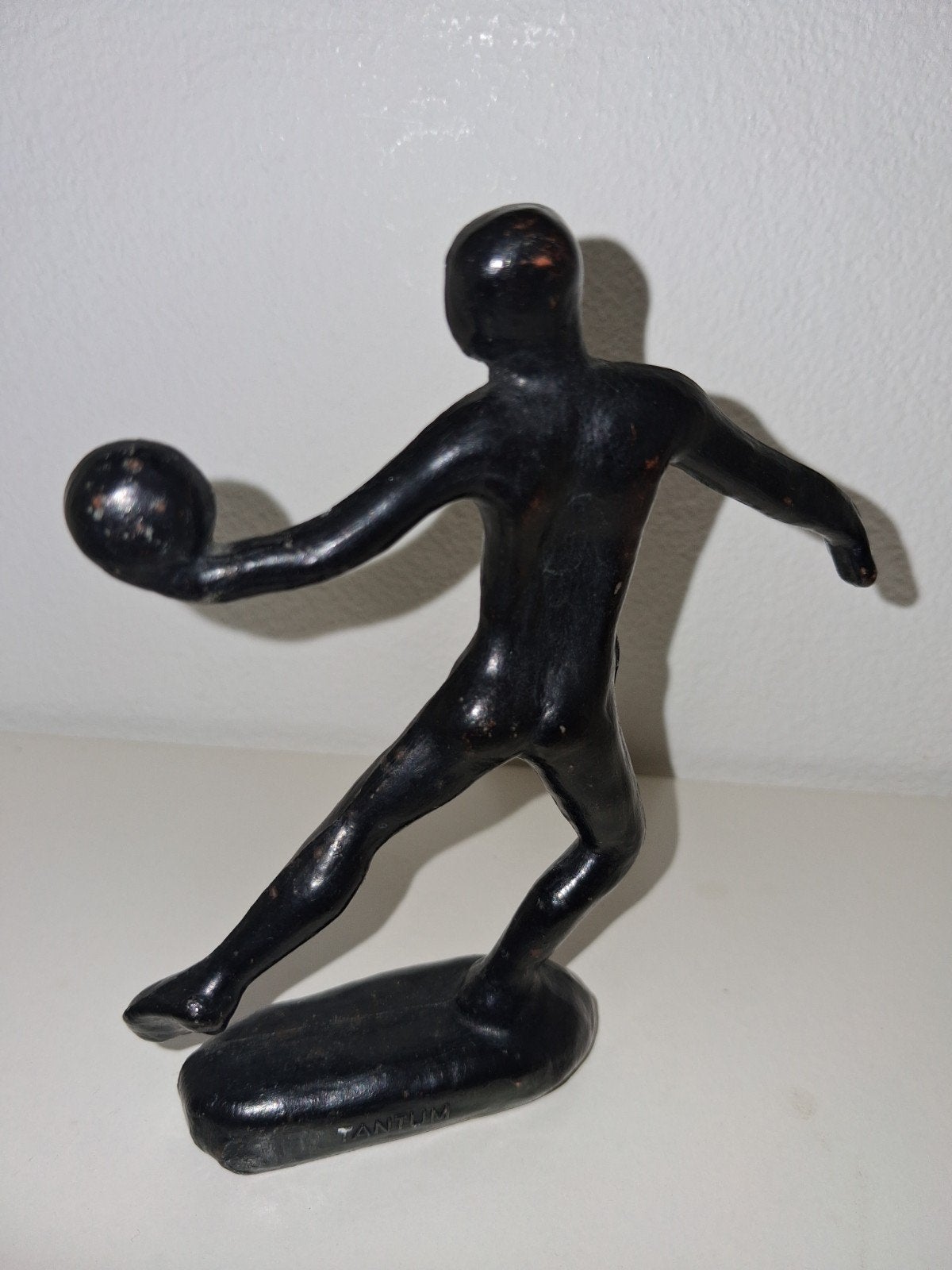 Vintage Zwart Beeldje Tantum, Minder dan 20 cm, Verzenden, Gepatineerd, Zwart