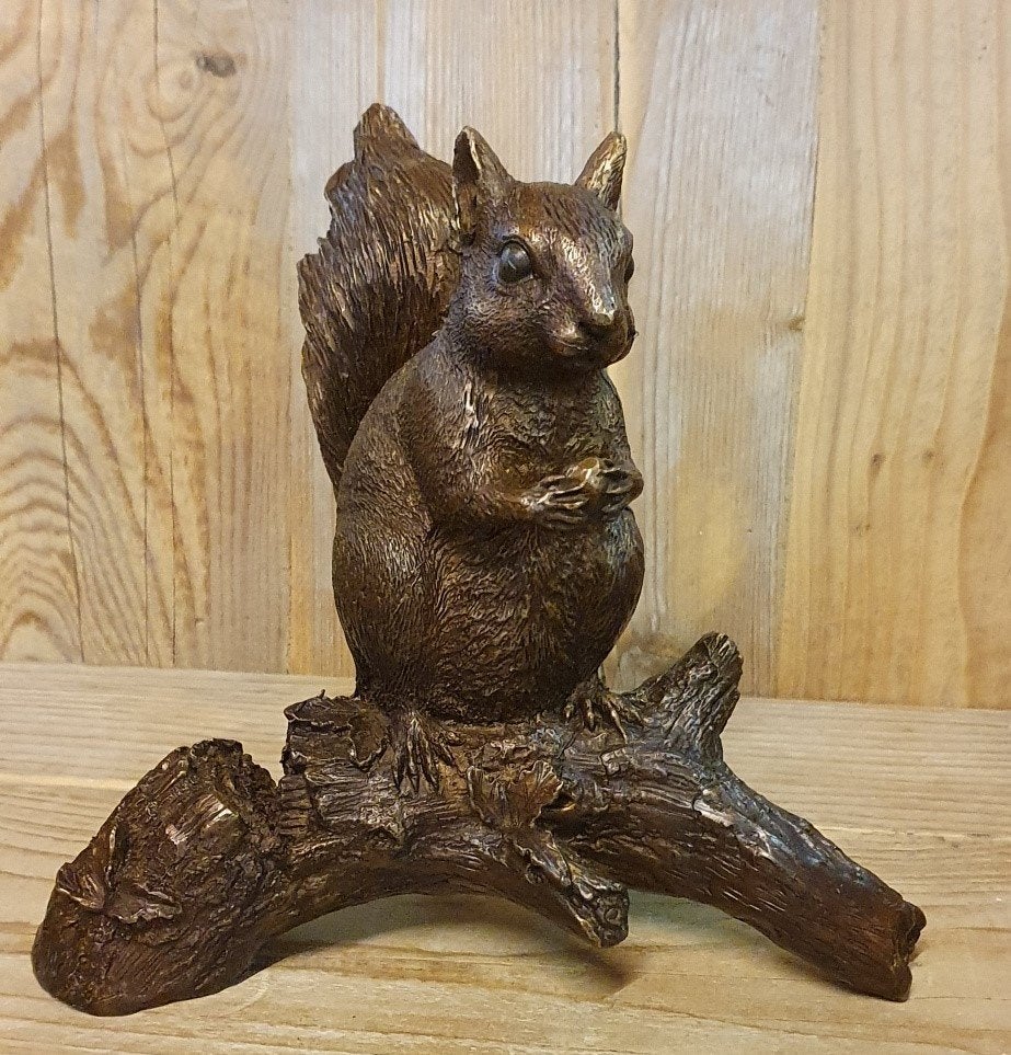 EEKHOORN OP TAK / bronzen beeld, Nieuw, Info@huisentuindecoratiemarie.nl, Huis en tuin decoratie marie, Dierenbeeld