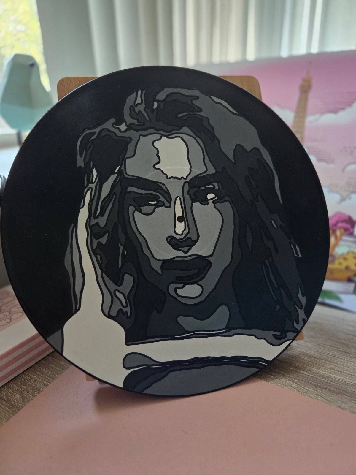 Zelfgemaakte schilderij op lp Dua Lipa, Cd's en Dvd's, Ophalen of Verzenden, Zo goed als nieuw, LP