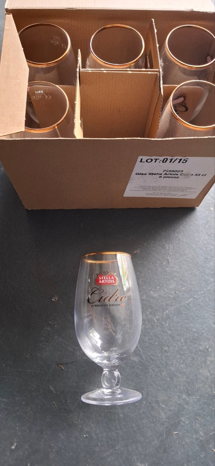 Stella Artois Cidre Glazen - Set van 6 (33 cl), Ophalen, Nieuw, Overige merken, Glas