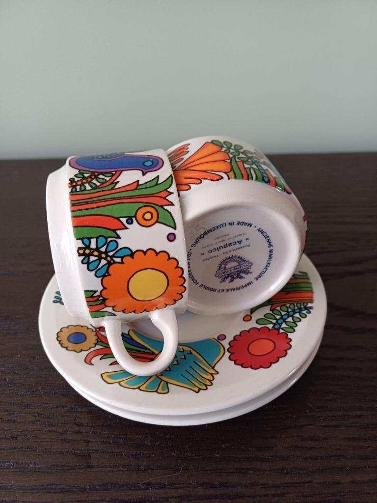 Acapulco Villeroy & Boch 2 espresso kop en schotels, Ophalen of Verzenden, Zo goed als nieuw, Overige stijlen, Kop(pen) en/of Schotel(s)
