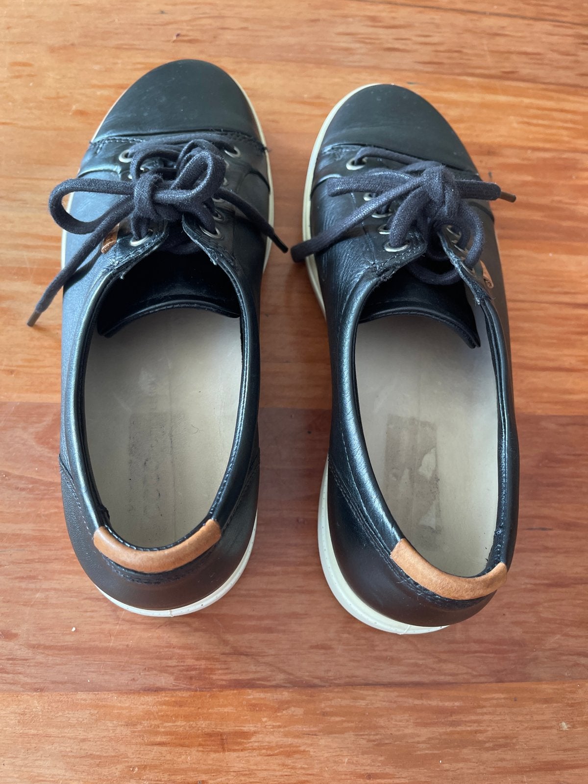 ECCO Zwarte Leren Sneakers - Maat 39, Ophalen, Gedragen, Zwart, Sneakers of Gympen