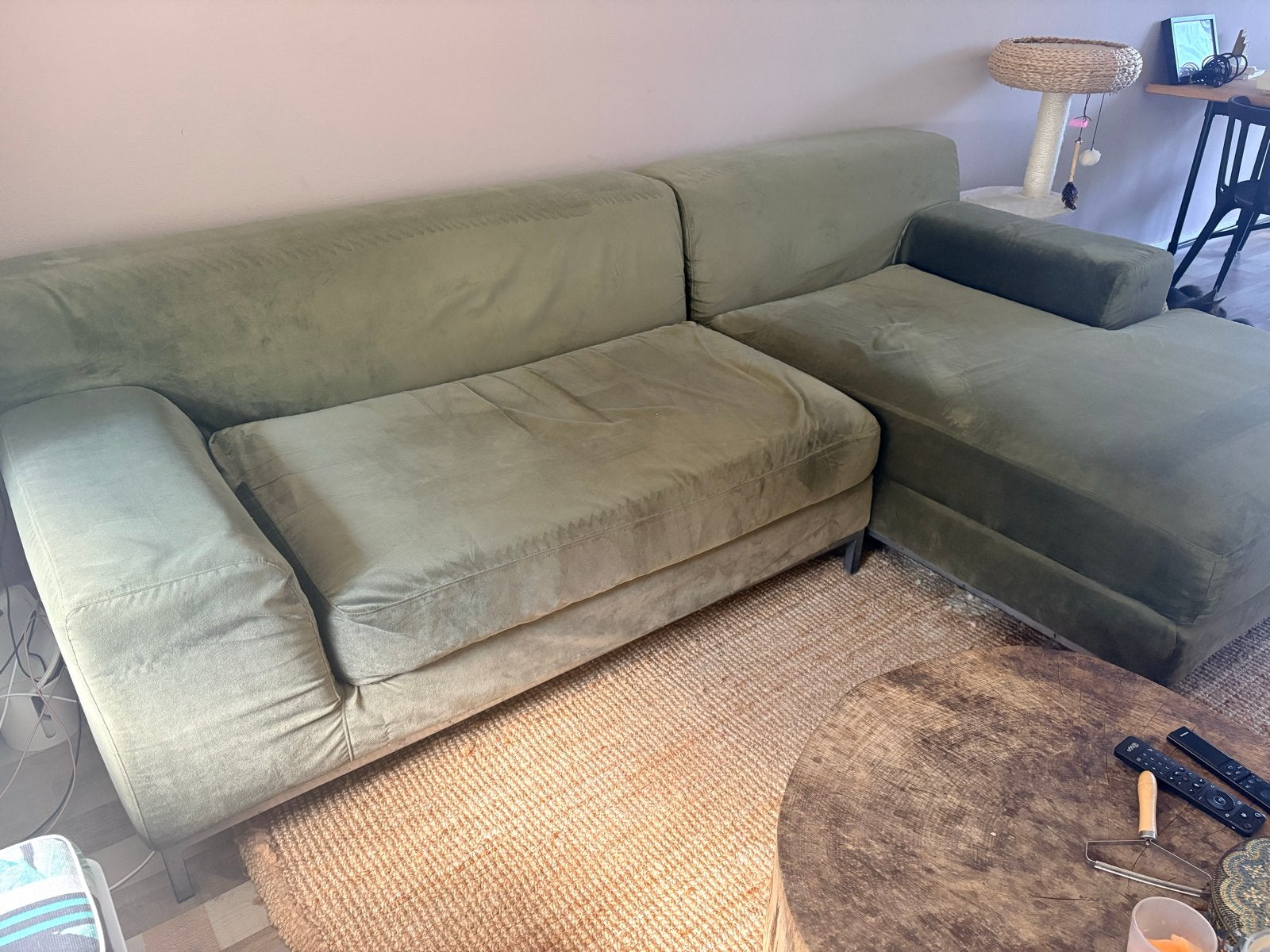 IKEA Hoekbank met wasbare hoezen - Groen, Ophalen, 250 tot 300 cm, Gebruikt, 100 tot 125 cm