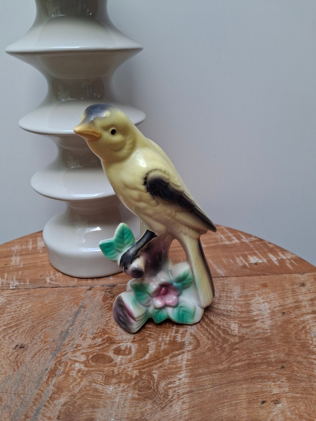 Prachtig Antiek Geel Vogel Beeldje, Ophalen of Verzenden