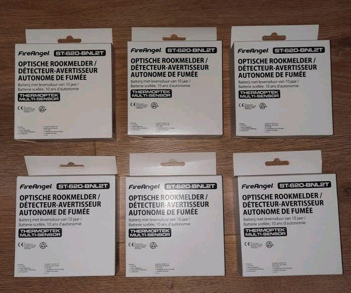 6 Nieuwe FireAngel Rookmelders op Accu - 10 Jaar Levensduur, Ophalen of Verzenden, Nieuw, Detector, Sensor of Melder, Rook