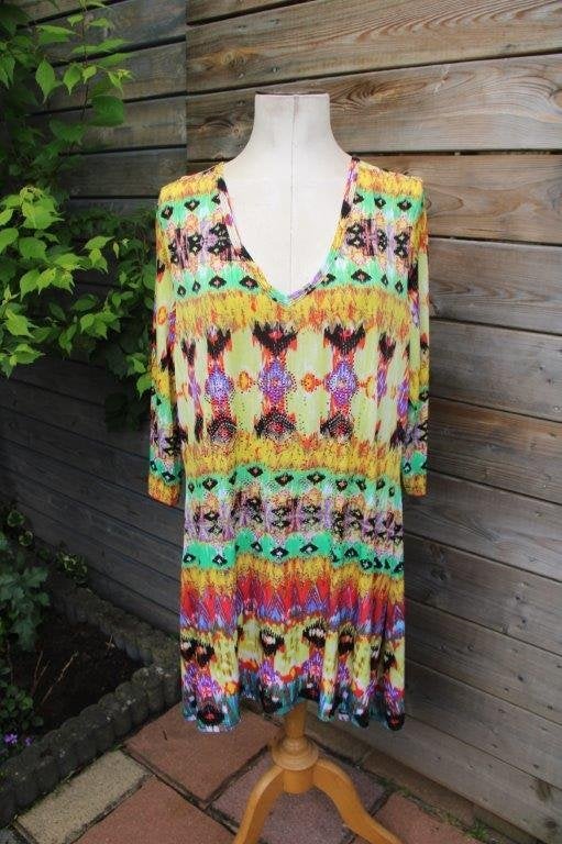 Jurk gekleurd Open End mt 46 A-lijn Vaste prijs, Kleding | Dames, Overige kleuren, Ophalen of Verzenden, Zo goed als nieuw, Knielengte