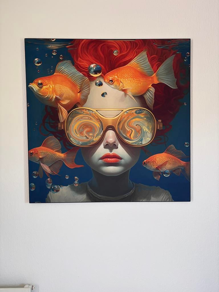 Werk aan de muur kunst wisseldoek 100x100, Antiek en Kunst, Kunst | Schilderijen | Modern, Ophalen of Verzenden