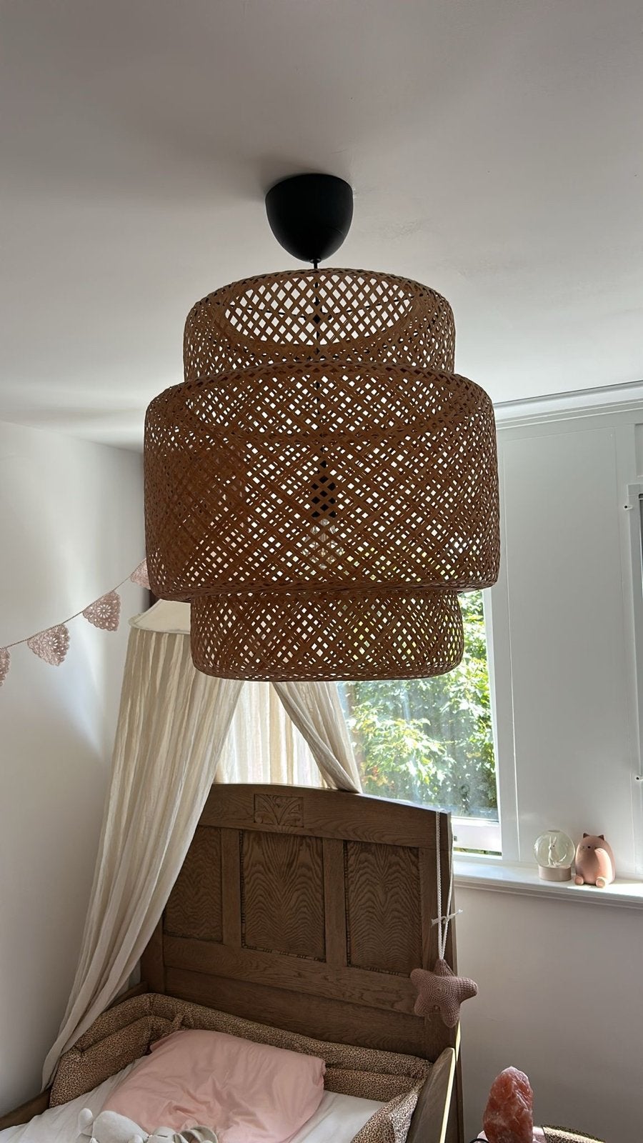 IKEA Bamboe Hanglamp - Natuurlijke Sfeerverlichting, Huis en Inrichting, Ophalen, Zo goed als nieuw, Natuurlijk materiaal, E27 (groot)