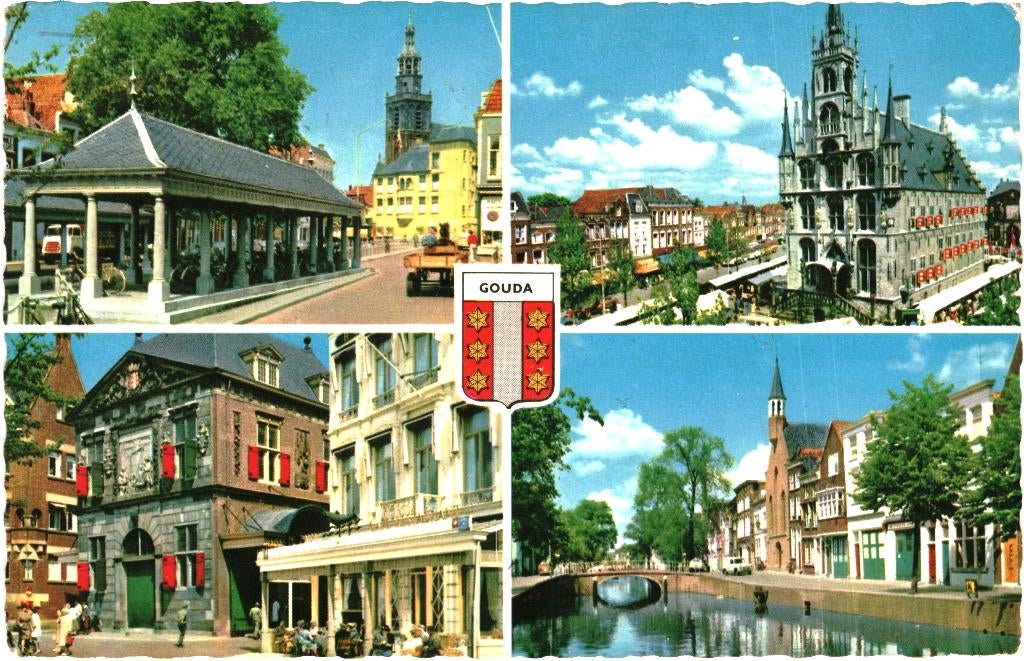 914408 Gouda ZH 1973 Met oa Stadhuis Gelopen met postzegel, Ophalen of Verzenden, 1960 tot 1980, Gelopen, Zuid-Holland