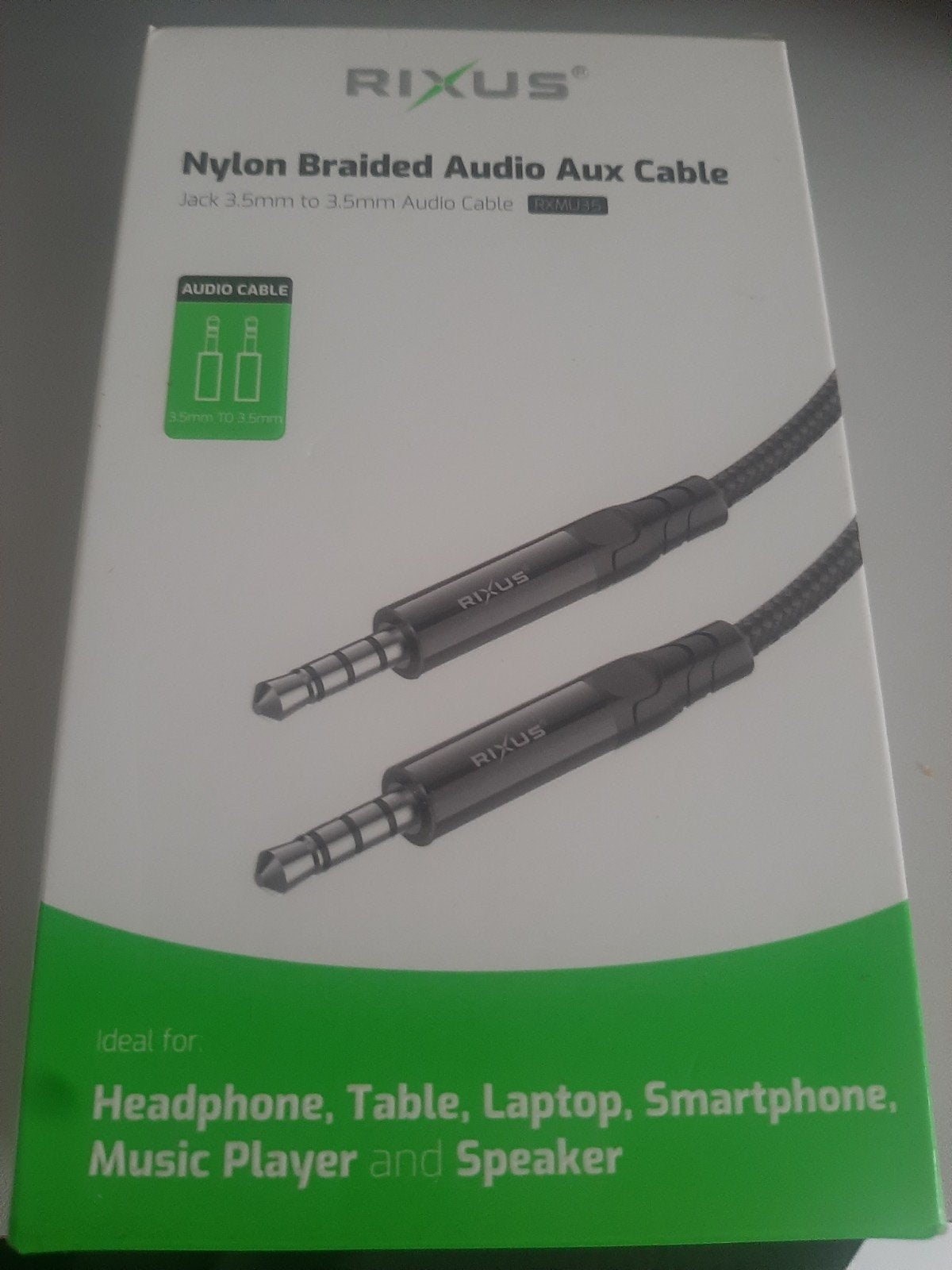 Rixus Nylon Gevlochten Audio Aux Kabel 3.5mm Jack, Audio, Tv en Foto, Audiokabels en Televisiekabels, Ophalen of Verzenden, Nieuw