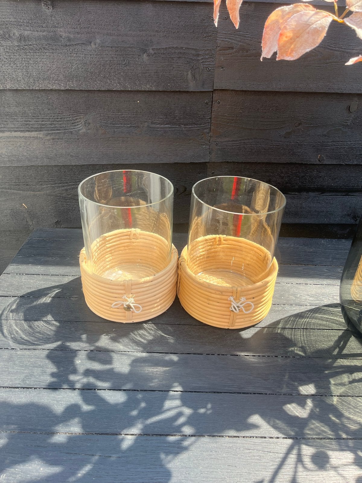 Zusss windlichten met rotan onderstel, Ophalen of Verzenden, Zo goed als nieuw, Overige kleuren, Glas