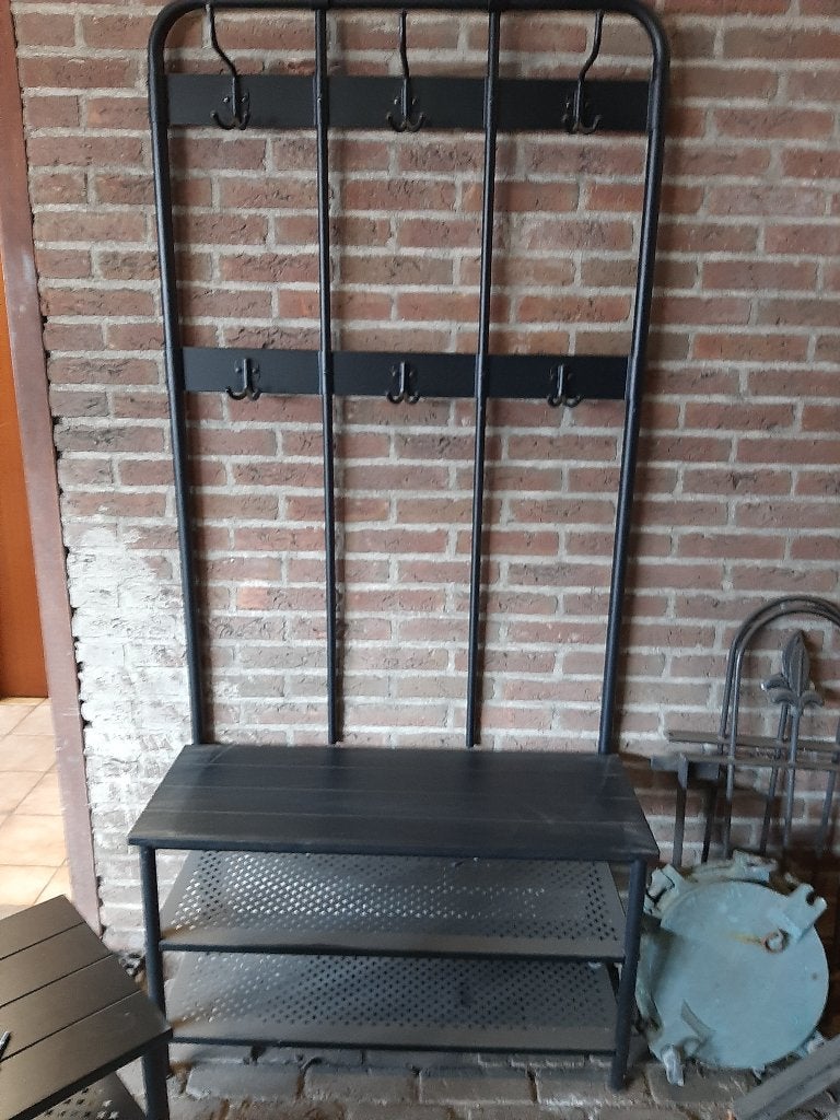 Ikea kapstok zwart metaal extra schoenrek/bankje, Huis en Inrichting, Woonaccessoires | Kapstokken, Zo goed als nieuw, Minder dan 100 cm