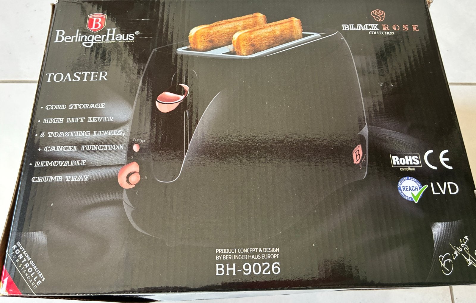 Berlinger Haus Toaster BH-9026 Zwart - Nieuw in doos, Ophalen, Nieuw, Uitneembare kruimellade
