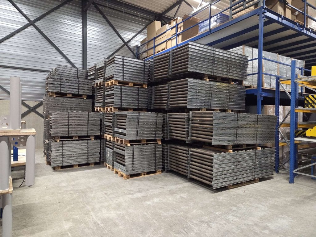 1200 meter rollenbaan breedte rollen 82,5cm, div. lengtes, HMS Magazijninrichtingen BV, Gebruikt, Info@hmsmagazijninrichtingen.nl