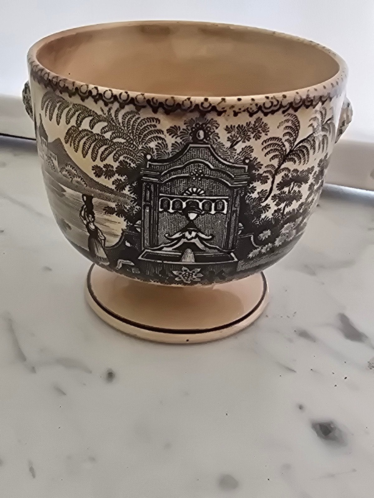 Antieke Transferware Pot - 8 cm hoog, Ophalen of Verzenden