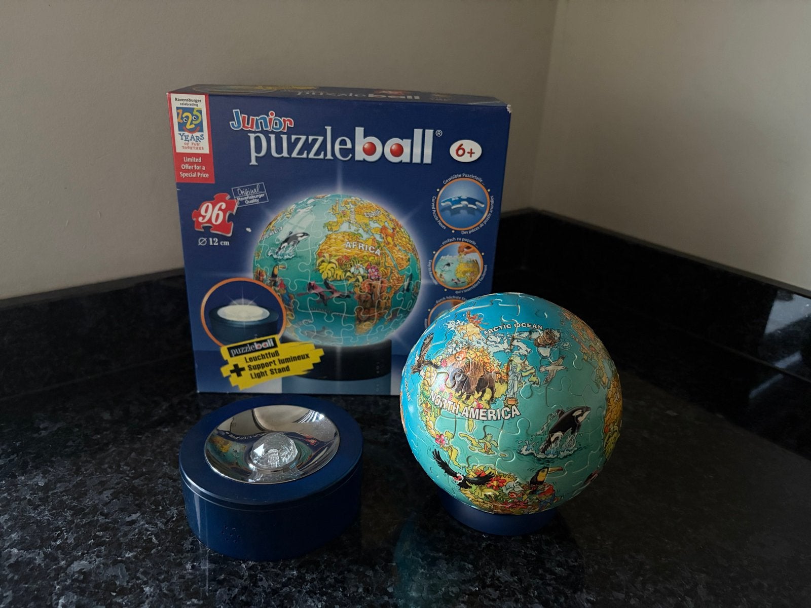 Junior Puzzleball Wereldbol met lichtstandaard, Ophalen of Verzenden, Meer dan 50 stukjes, Gebruikt, 6 jaar of ouder