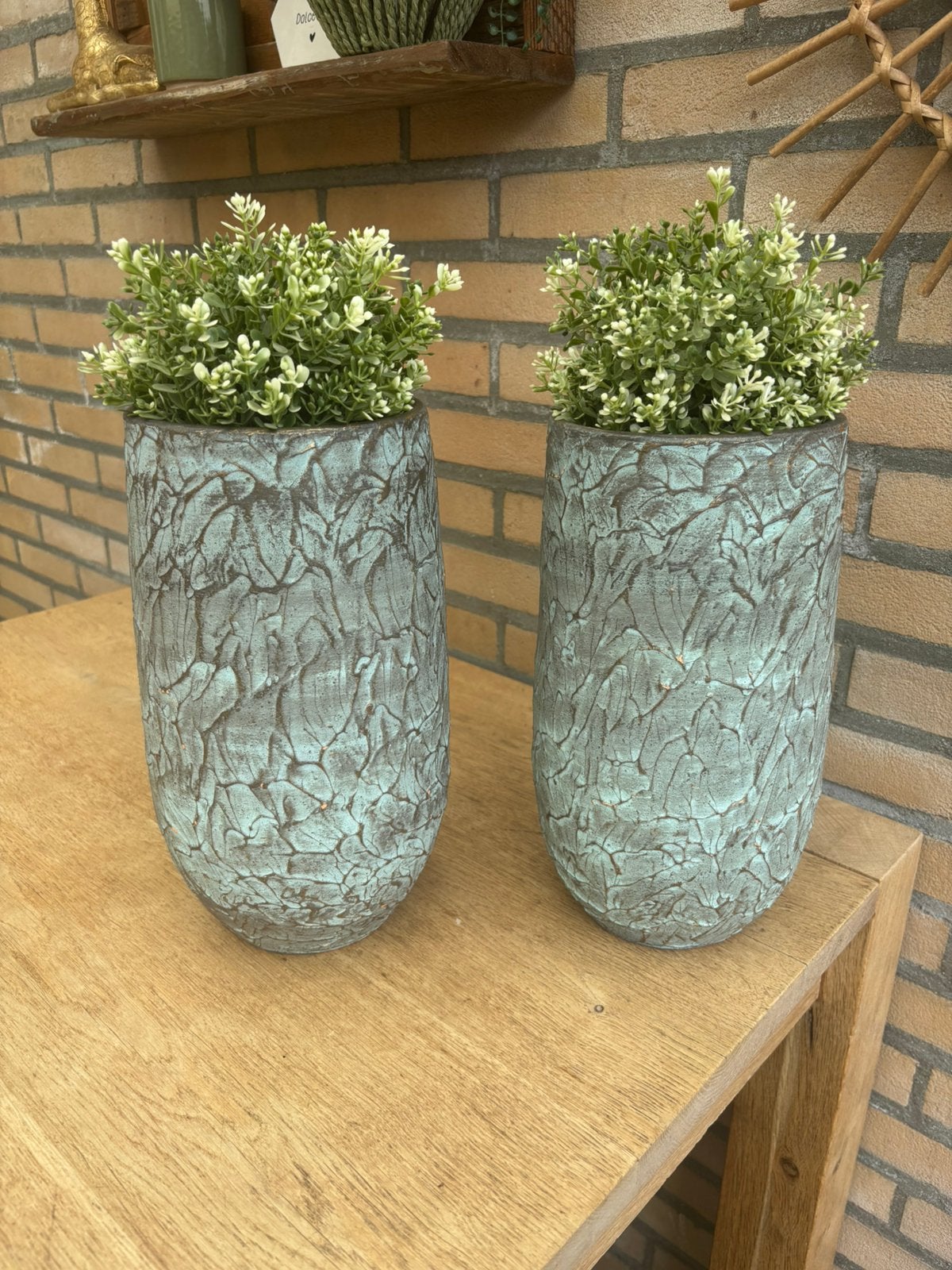 2 hoge bloempotten / vazen, Huis en Inrichting, Woonaccessoires | Vazen, Ophalen, Gebruikt