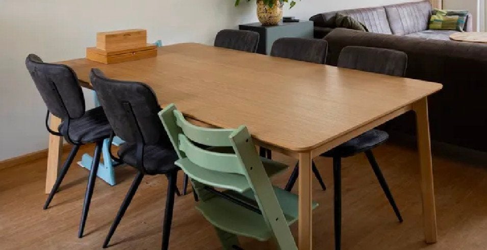 Ikea Mellandel eettafel eiken fineer uitschuifbaar, Huis en Inrichting, Tafels | Eettafels, Ophalen, Eikenhout, 200 cm of meer