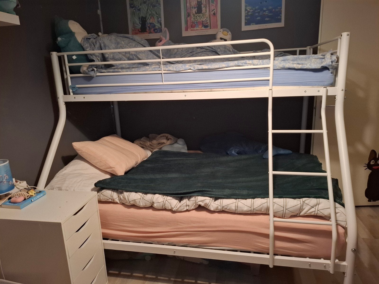 Metalen stapelbed Trixie - 90x200 & 140x200 - wit, Ophalen, Gebruikt, 160 tot 180 cm, Tweepersoons