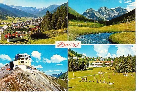 Ansichtkaart	Davos (Zwitserland)	4-luik, Verzenden, 1960 tot 1980, Gelopen, Overig Europa