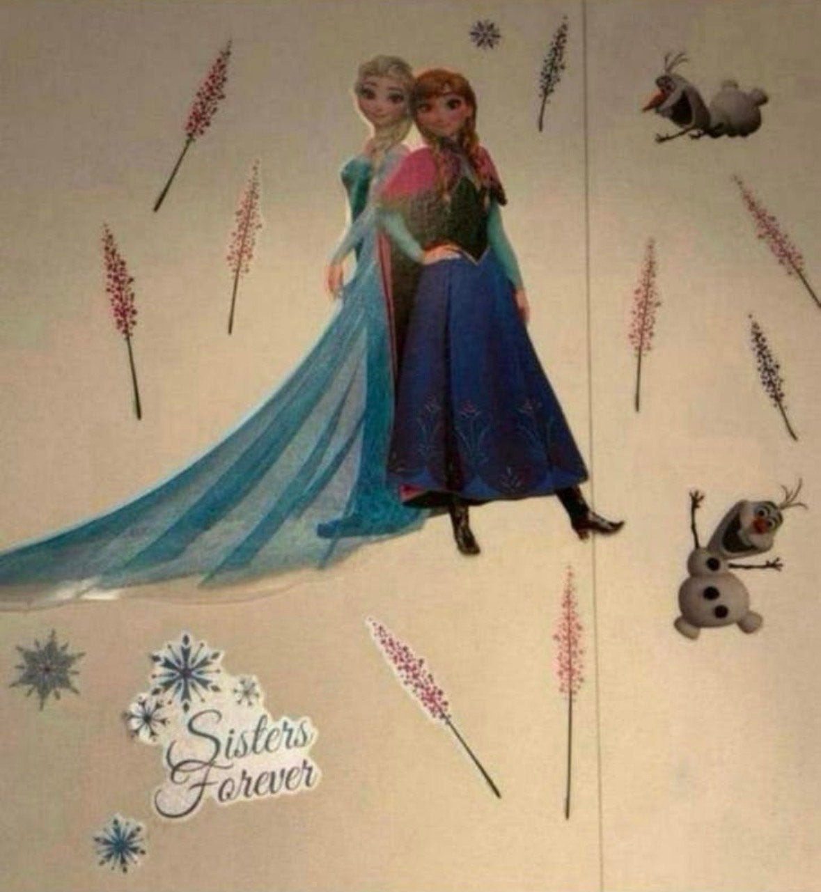 Anna & Elsa Muursticker - Frozen Disney Decoratie, Ophalen of Verzenden, Nieuw, Stickers en Plaatjes