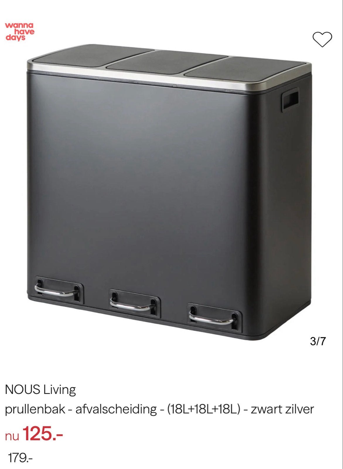 Nous Living Zwart Matte Pedaalemmer 54L - Licht Gebruikt, Ophalen, 50 – 75, Gebruikt, Met pedaal