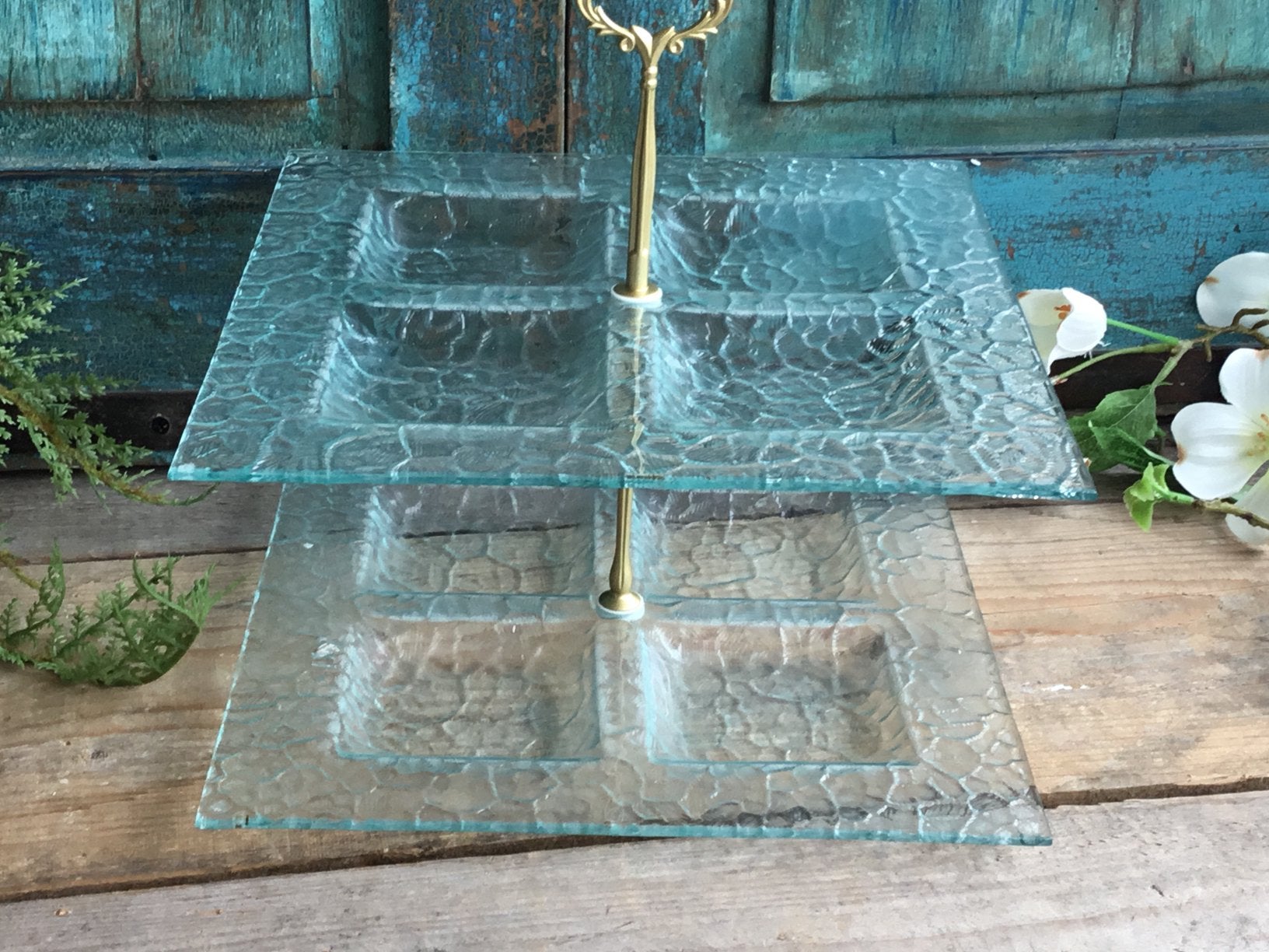 Etagère vietkant glas 2-laags, Huis en Inrichting, Woonaccessoires | Etagères, Ophalen of Verzenden, Nieuw