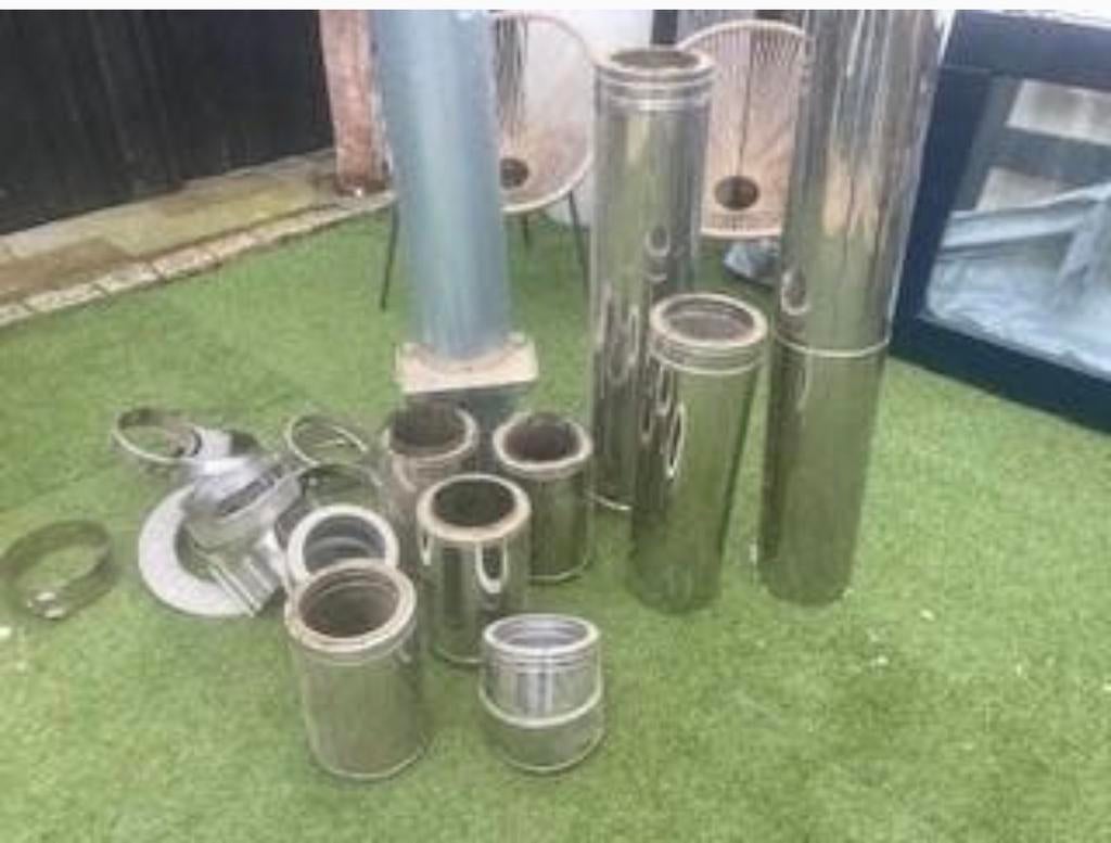 Rookkanaal dubbelwandig RVS 150mm binnendiameter, Doe-het-zelf en Verbouw, Ophalen, Gebruikt, Overige typen, Rvs
