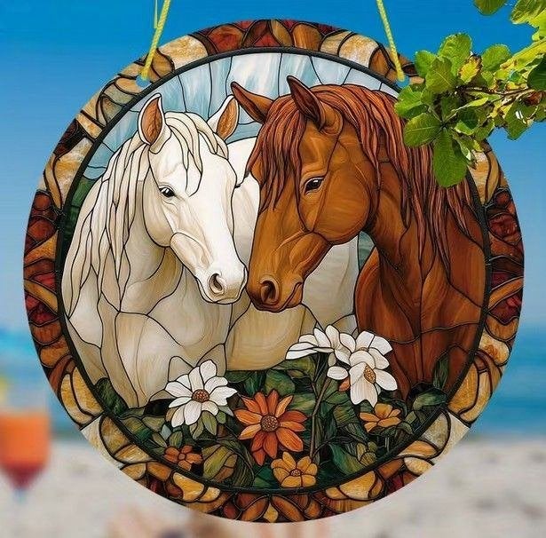 Raamhanger paarden ( kleurrijk ), Huis en Inrichting, Woonaccessoires | Wanddecoraties, Verzenden, Meerkleurig, Nieuw, Kunststof