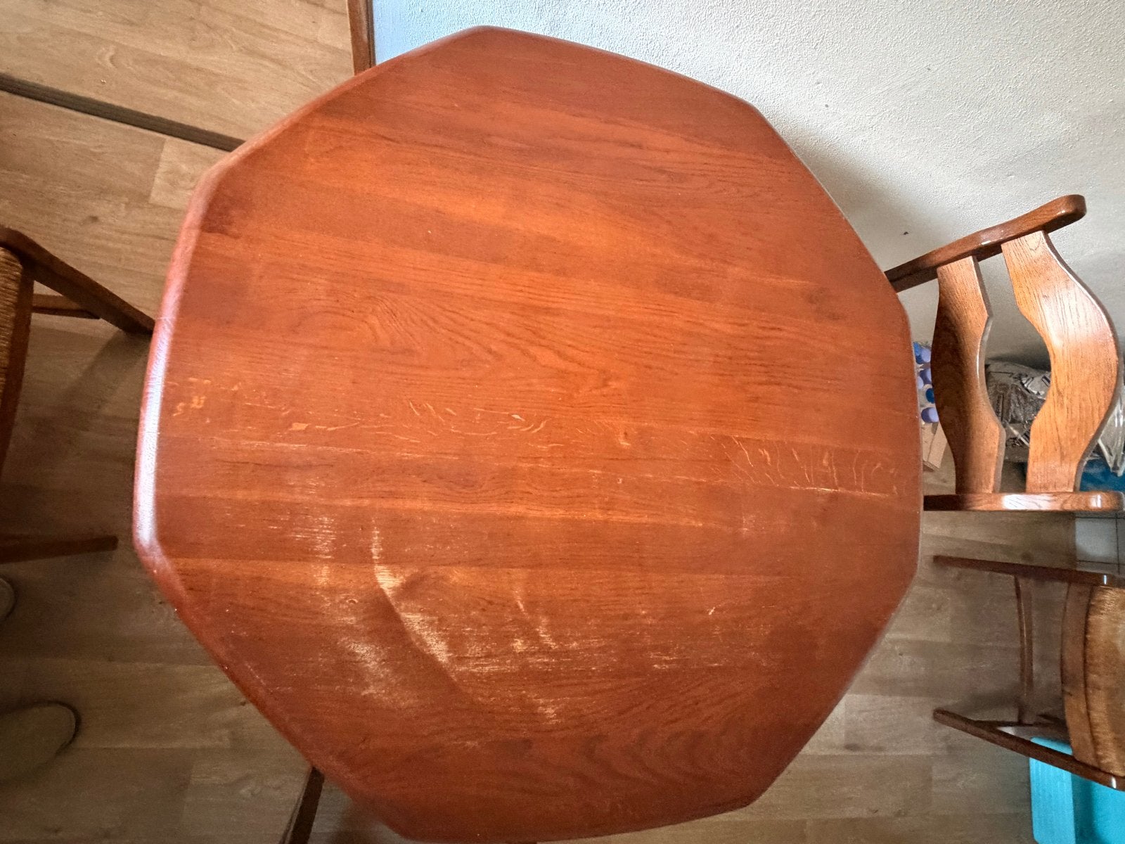 Eetkamerstoelen (5 stuks) eettafel is gereseveerd, Huis en Inrichting, Ophalen, Gebruikt, 100 tot 150 cm, Vijf personen of meer