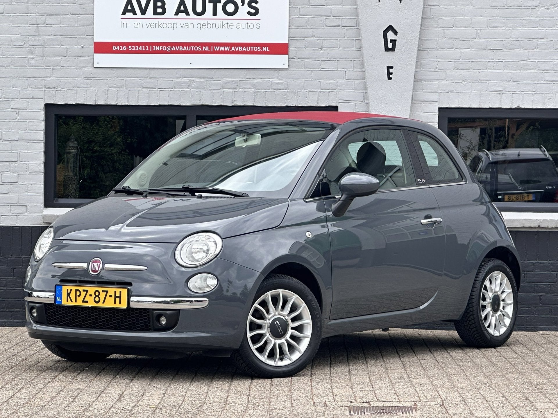 Fiat 500 C 1.2 Lounge Cabrio Airco PDC Half Leder, 4 cilinders, Cabriolet, Leder en Stof, Bedrijf