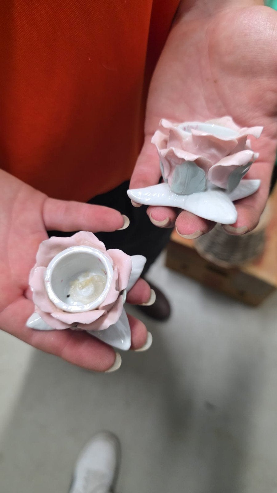 Set van 2 roze roos waxinelichthouders, Ophalen of Verzenden, Roze