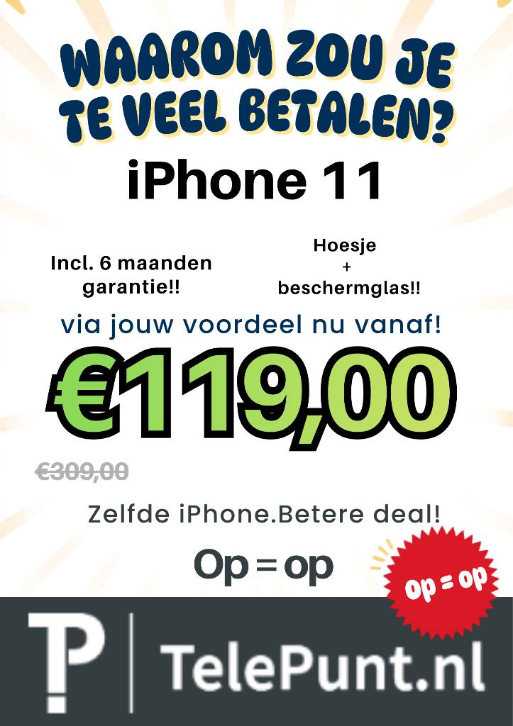 Iphone 11 inlc. telefoon hoesje en screen protector, IPhone 11, Apple Distribution International Ltd. Hollyhill Industrial Estate Hollyhill, Cork T23 YK84 Ireland
