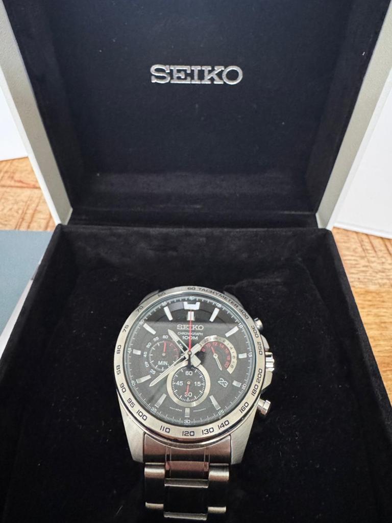 Seiko Chronograaf 100M Polshorloge - Zo goed als nieuw, Sieraden, Tassen en Uiterlijk, Horloges | Heren, Seiko, Staal, Polshorloge