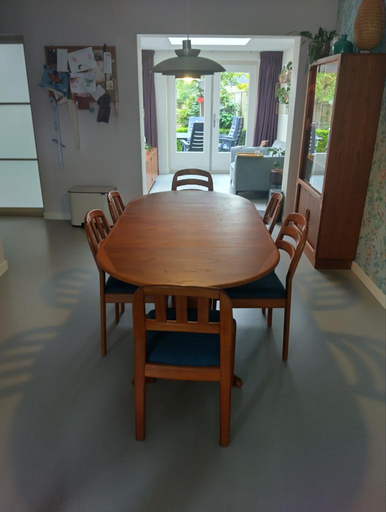 Silkeborg Deense Teakhouten Uitschuifbare Eettafel, Ophalen, Gebruikt, 100 tot 150 cm, Teakhout