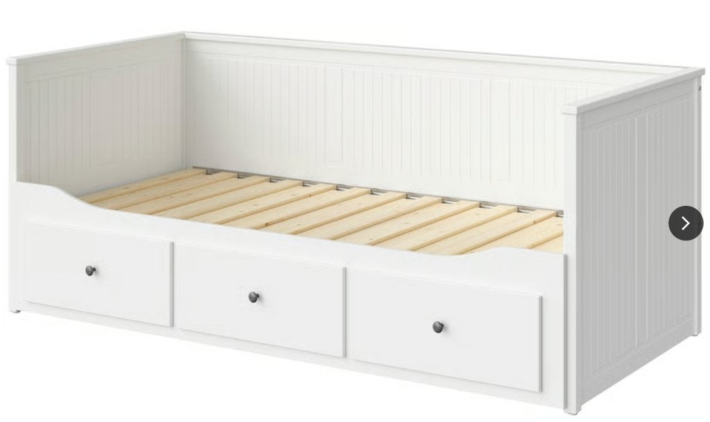 Bedbank met 3 lades, Ophalen, Gebruikt, Eenpersoons, Wit