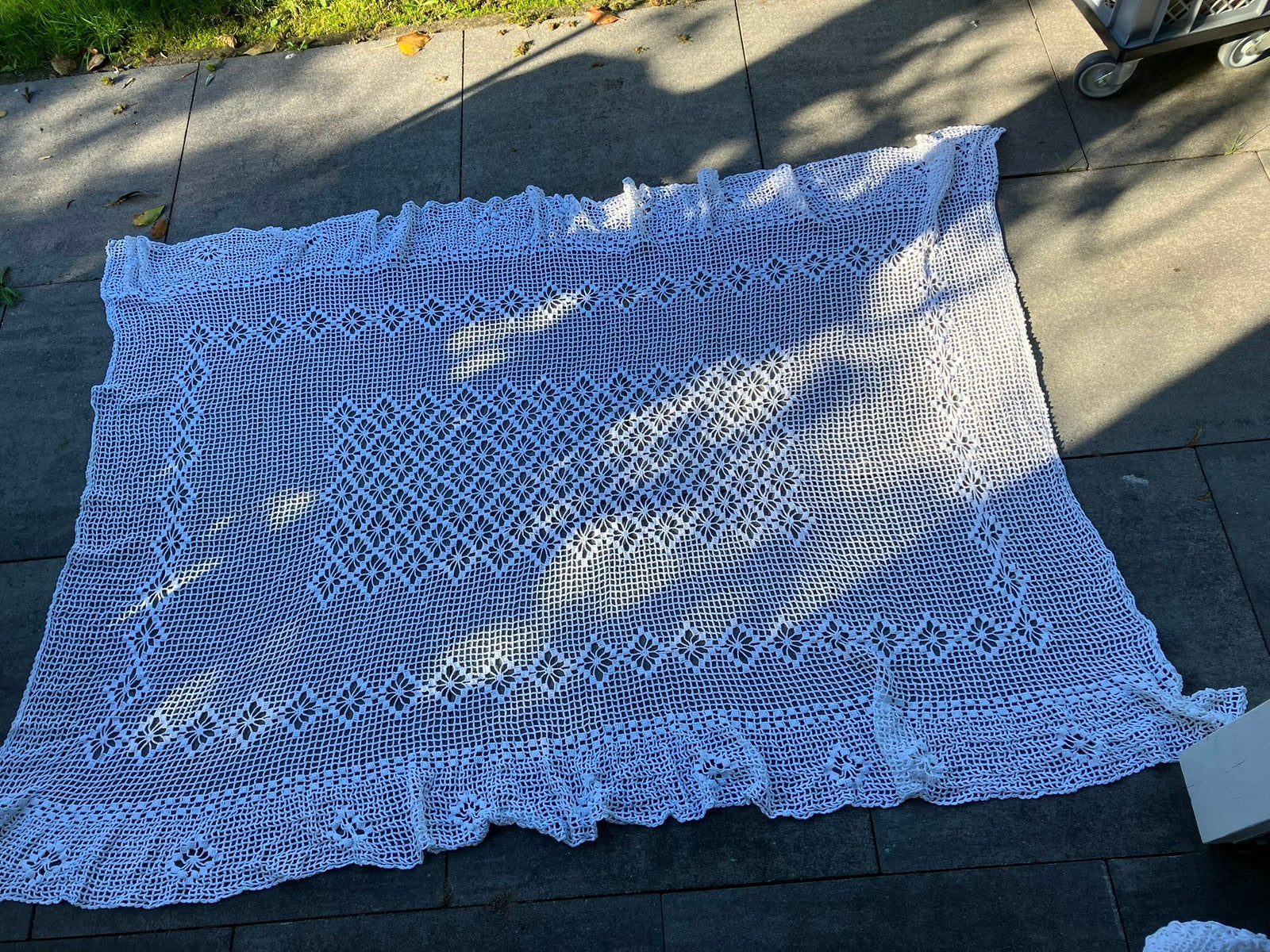2 stuks sprei bedsprei vintage gehaakte spreien wit creme, Ophalen of Verzenden, Zo goed als nieuw